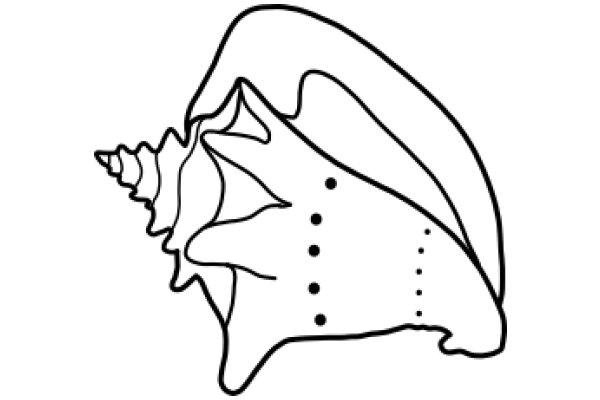 Stylized Line Drawing of a Shell with Dots