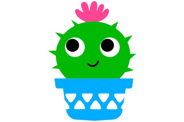 Vibrant and Friendly: A Cartoon Cactus with a Pink Flower Top