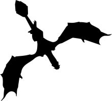 Silhouette of a Dragon-like Creature with a Spear