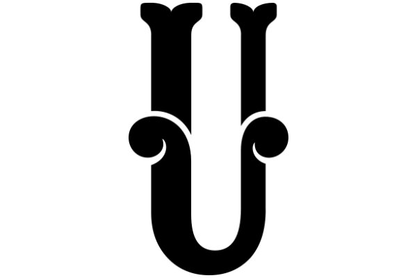 Stylized Black Letter 'U' on a White Background