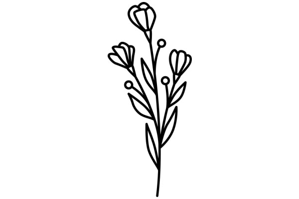 Simplistic Line Drawing of a Flower Bundle