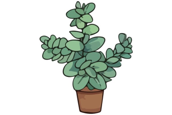 A Digital Illustration of a Potted Plant with Green Leaves