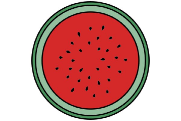 Vibrant Watermelon Illustration with Green Outline