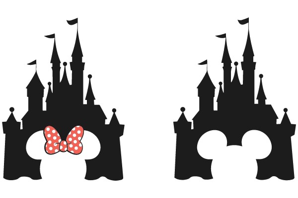 A Silhouette of a Castle and a Bow, Set Against a White Background