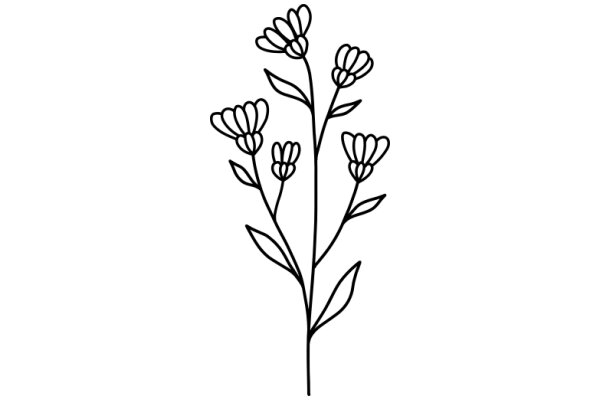 Simplistic Line Drawing of a Flowering Plant