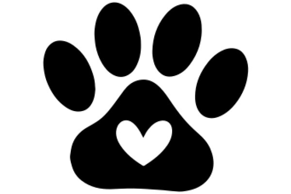 A Simple Logo of a Paw Print with a Heart Inside