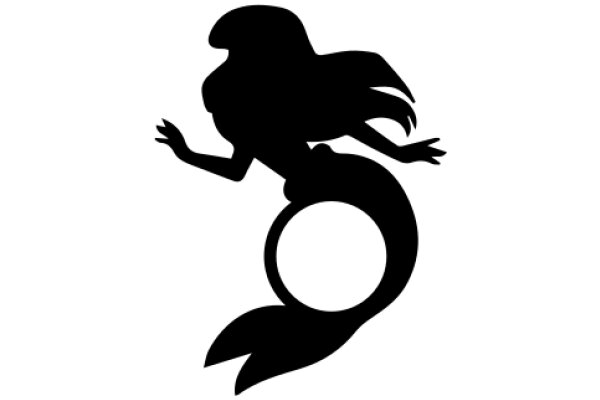 Silhouette of a Mermaid with a Tail and Fin