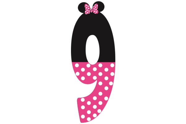 Stylish Minnie Mouse Logo with Pink Polka Dots and Black Bow