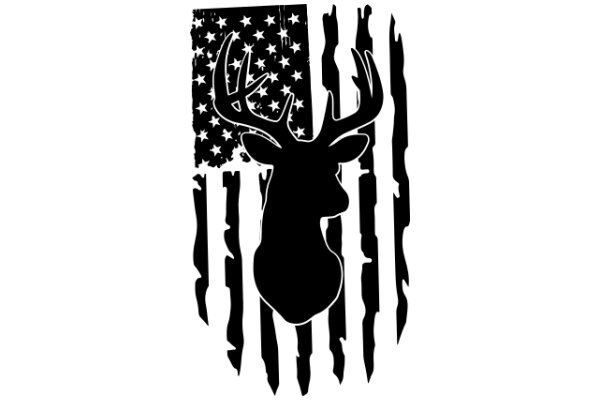 A Silhouette of an American Flag with a Deer's Head