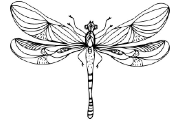 Stylized Artwork of a Butterfly with Detailed Linework