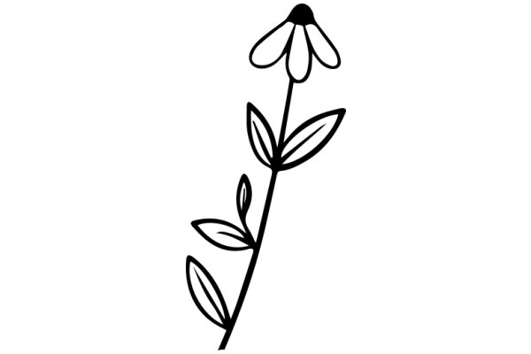 Simplistic Line Drawing of a Flower