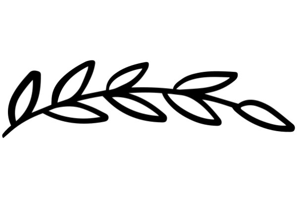 Simplistic Line Drawing of a Leafy Branch