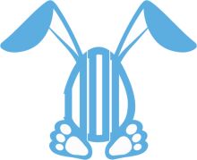 A Blue Bunny Logo with Paws