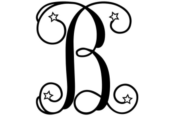 Stylized Letter 'B' with Star Decorations