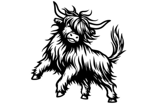 Stylized Illustration of a Highland Cow