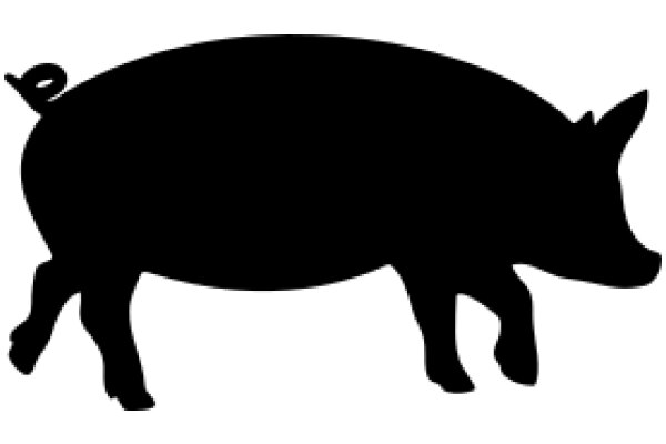 A Silhouette of a Pig Walking on a White Background