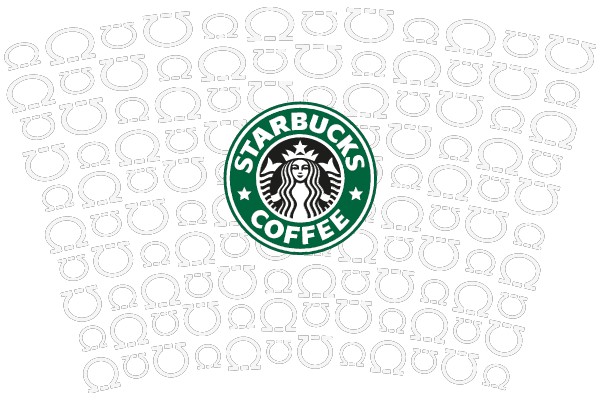 Starbucks Coffee Logo on a White Background with a Pattern of Circles