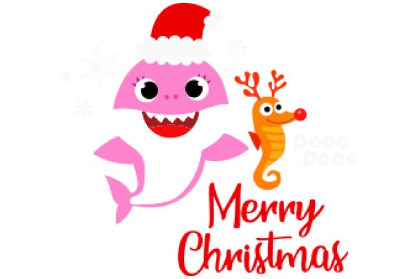 Merry Christmas: A Festive Greeting from a Friendly Shark and a Reindeer