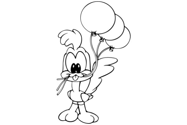 Whimsical Adventure: A Cartoon Character with a Balloon