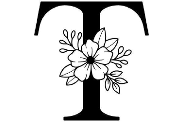 Monochrome Logo with Flower Design