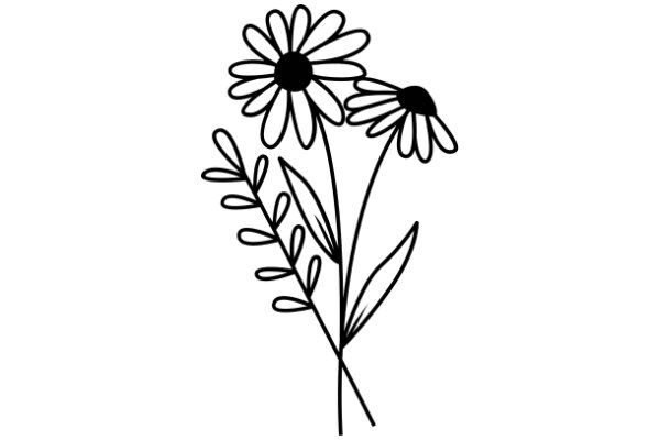 Simplicity in Nature: A Illustration of Daisies and Weeds