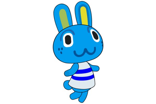 A Friendly Blue Bunny with a Striped Shirt