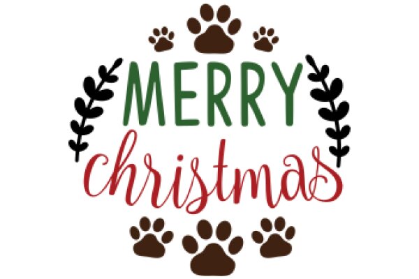 Merry Christmas: A Festive Greeting with Paw Prints and a Holiday Wish