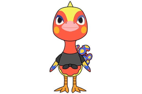 Vividly Colored Cartoon Bird with a Smile