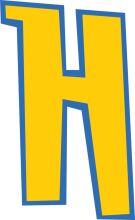 Vibrant Yellow Letter H with Blue Outline