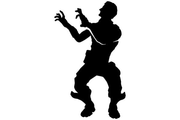 Silhouette of a Man in a Stylized Fighting Pose