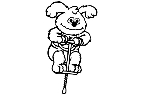 A Playful Cartoon of a Stuffed Dog on a Stick