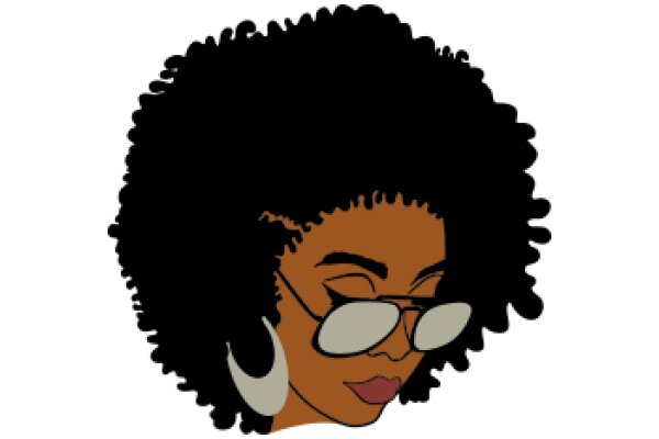 Stylized Portrait of a Woman with Glasses and Afro Hair