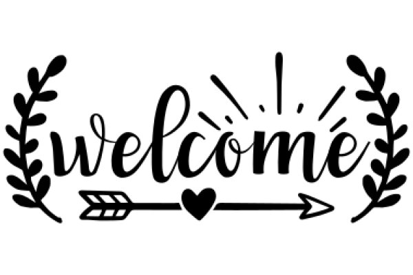 Welcome Sign with Laurel and Arrow Design