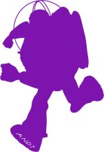 Vibrant Purple Silhouette of a Humanoid Figure with a Backpack