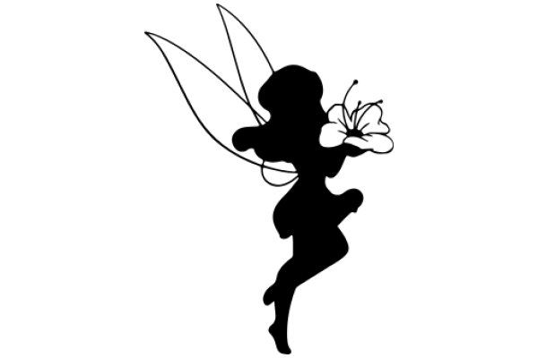 Silhouette of a Tinkerbell-like Figure with a Flower