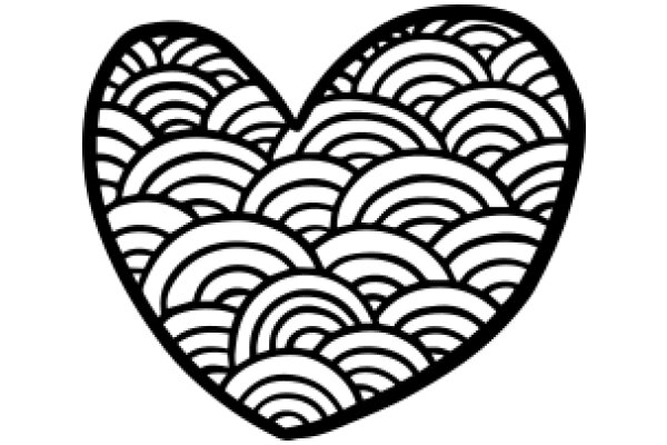 Stylized Heart Design with Wavy Patterns