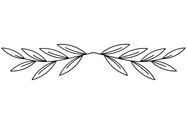 Simplistic Line Art of a Leafy Branch