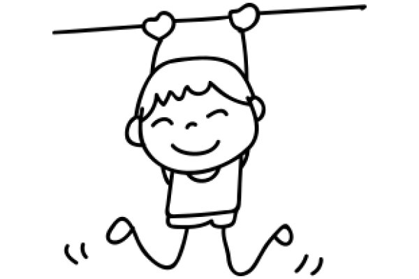 A Playful Drawing of a Child Swinging on a Bar