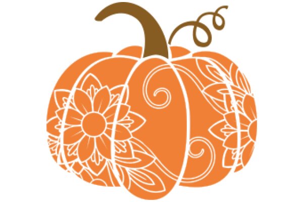 Autumn's Embrace: A Seasonal Illustration of a Pumpkin with a Flower Design