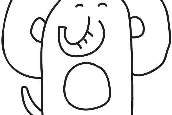 A Whimsical Drawing of a Smiling Elephant