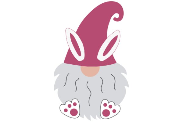 Whimsical Cartoon of a Purple Gnome with Pink Paws and a White Nose