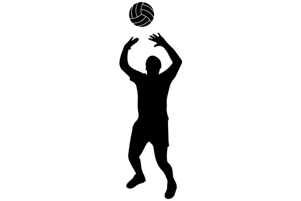 Silhouette of a Volleyball Player Catching a Ball