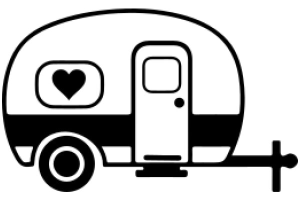 A Simple Line Drawing of a Trailer with a Heart on the Window