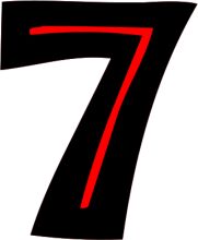 Simplistic Black and Red Number Seven Logo