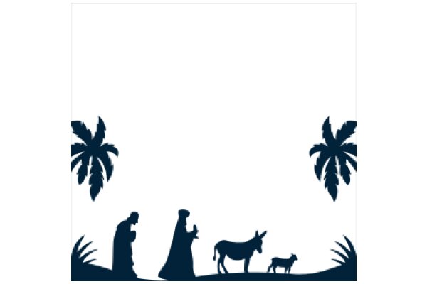 A Silhouette Scene of a Family and Their Donkey on a Journey