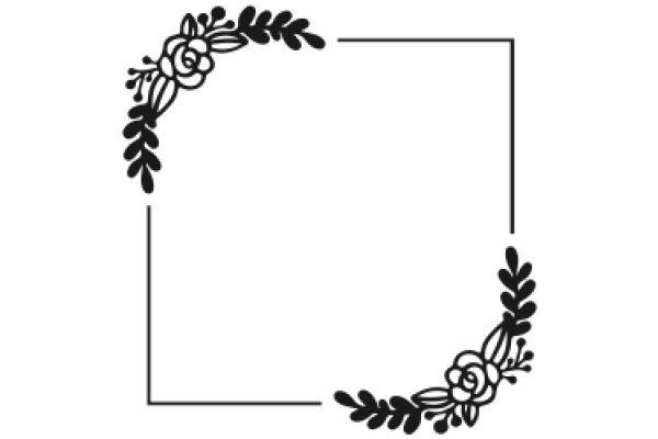 Elegant Black Floral Wreath on a White Background