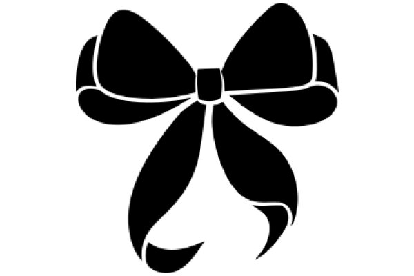 Stylized Black Bow with Curved Tail