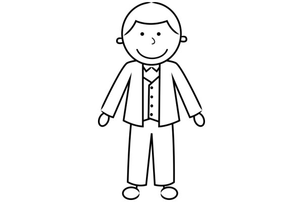 A Simple Line Drawing of a Smiling Man in a Suit and Tie