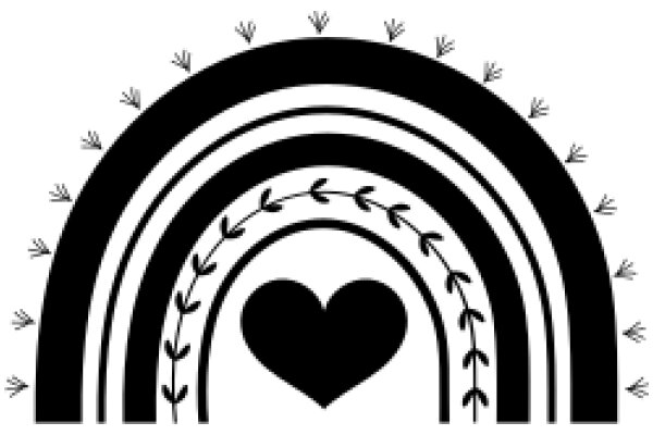 Illustration of a Heart Surrounded by a Stylized Archway with Leaf Designs