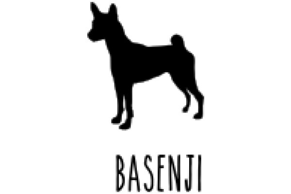 A Silhouette of a Dog with the Word 'Basenji' Below It